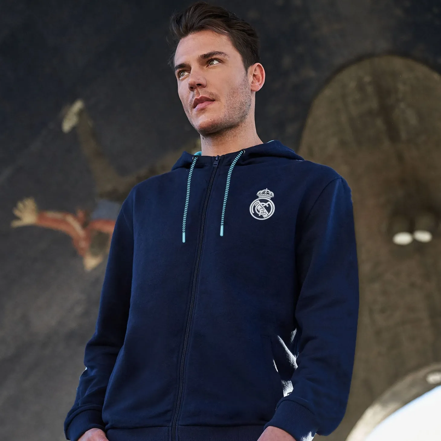 Hombre Foundry Sudaderas*Bernabéu Neon Lights Sudadera Hombre Capucha Cremallera Azul