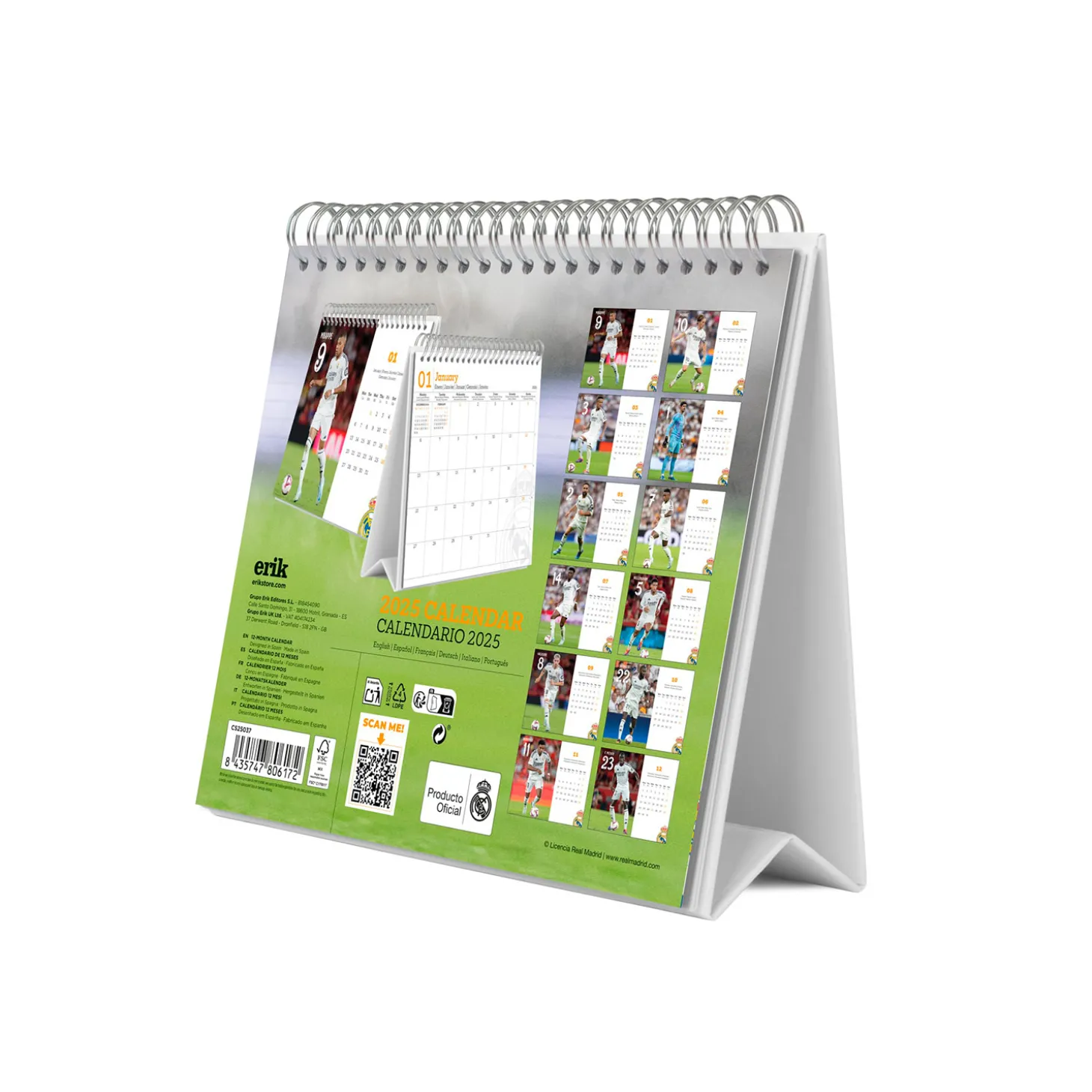 Grupo Erik Editores Papelería*Calendario de Mesa 2025 Real Madrid