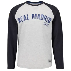 Hombre MBA Solutions Camisetas*Camiseta Manga Larga Hombre Baseball Gris Real Madrid