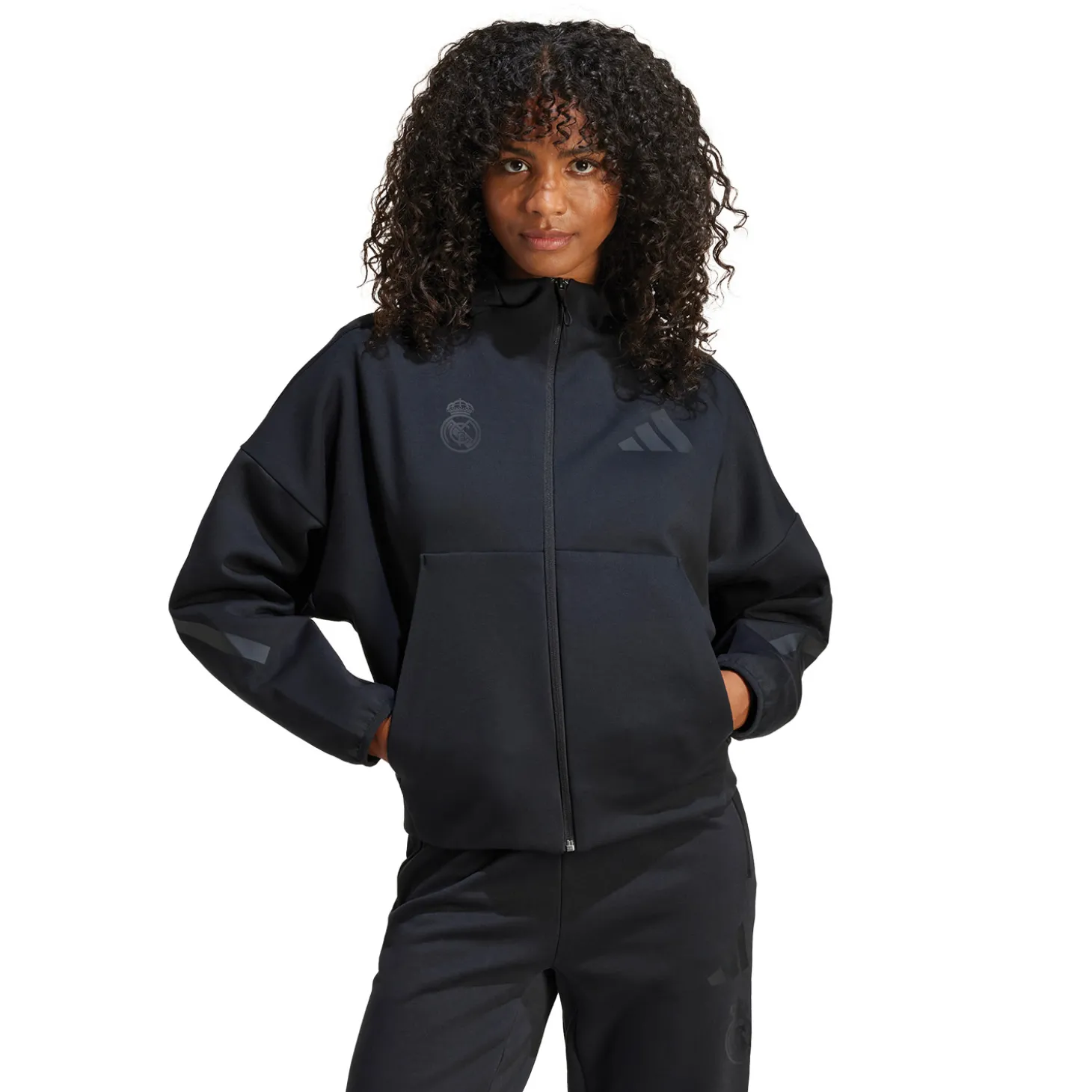 Mujer Adidas España, S.A.U Chándal|Chaquetas*Chaqueta Cremallera Mujer adidas Real Urban Negra