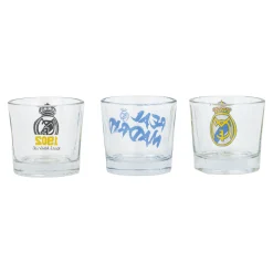 JLK Merchandising, S.L. Artículos Para Bebidas*Pack 3 Vasos Chupito 50ml Real Madrid