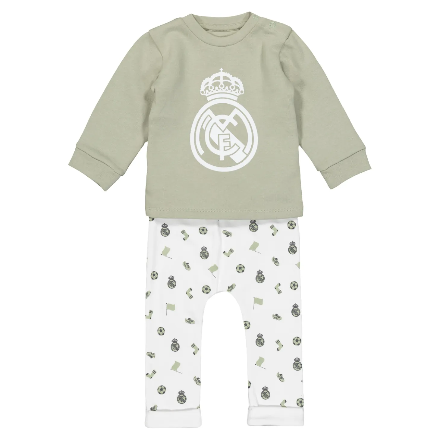 OSDM Ropa De Bebés*Set Pantalones y Camiseta Bebé Verde/Blanco Real Madrid