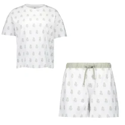 Mujer OSDM Camisetas|Pijamas*Set Pijama Camiseta & Pantalones Cortos Mujer White Dreams Verde Real Madrid