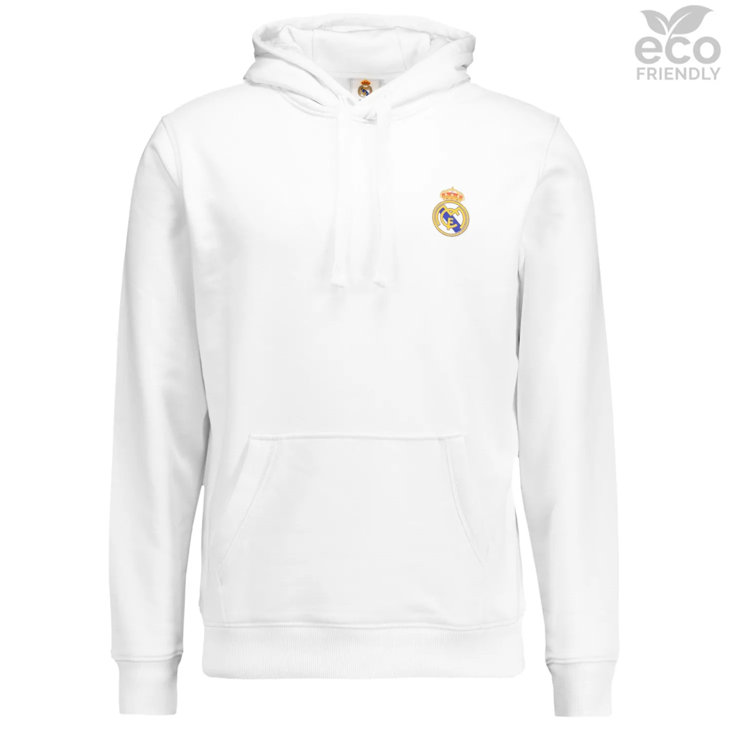 Hombre OSDM Sudaderas*Sudadera Capucha Blanca Hombre ECO Essentials Real Madrid Escudo Color