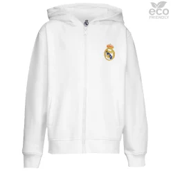 OSDM Sudaderas*Sudadera Capucha Cremallera Niños ECO Essentials Real Madrid Escudo Blanca