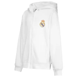 OSDM Sudaderas*Sudadera Capucha Cremallera Niños ECO Essentials Real Madrid Escudo Blanca