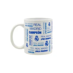JLK Merchandising, S.L. Artículos Para Bebidas*Taza Cerámica 300ml Blanca/Azul Texto Real Madrid
