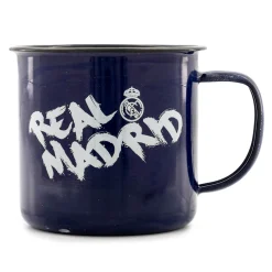 JLK Merchandising, S.L. Artículos Para Bebidas*Taza Metalica 350ml Texto Azul Real Madrid