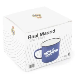 JLK Merchandising, S.L. Artículos Para Bebidas*Taza Metalica 350ml Texto Azul Real Madrid